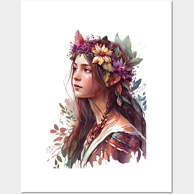 Watercolor Boho Princess #1 Wall Art by Chromatic Fusion Studio